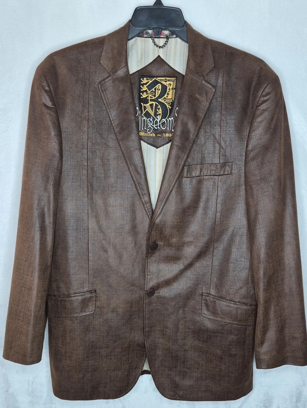 3 Kingdoms Coated Leather Look Sport Coat Blazer L‎